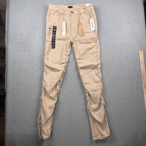 Reason Jeans Mens 32x33 Beige Straight Fit Stretch Denim Pant Ruched Utility NEW